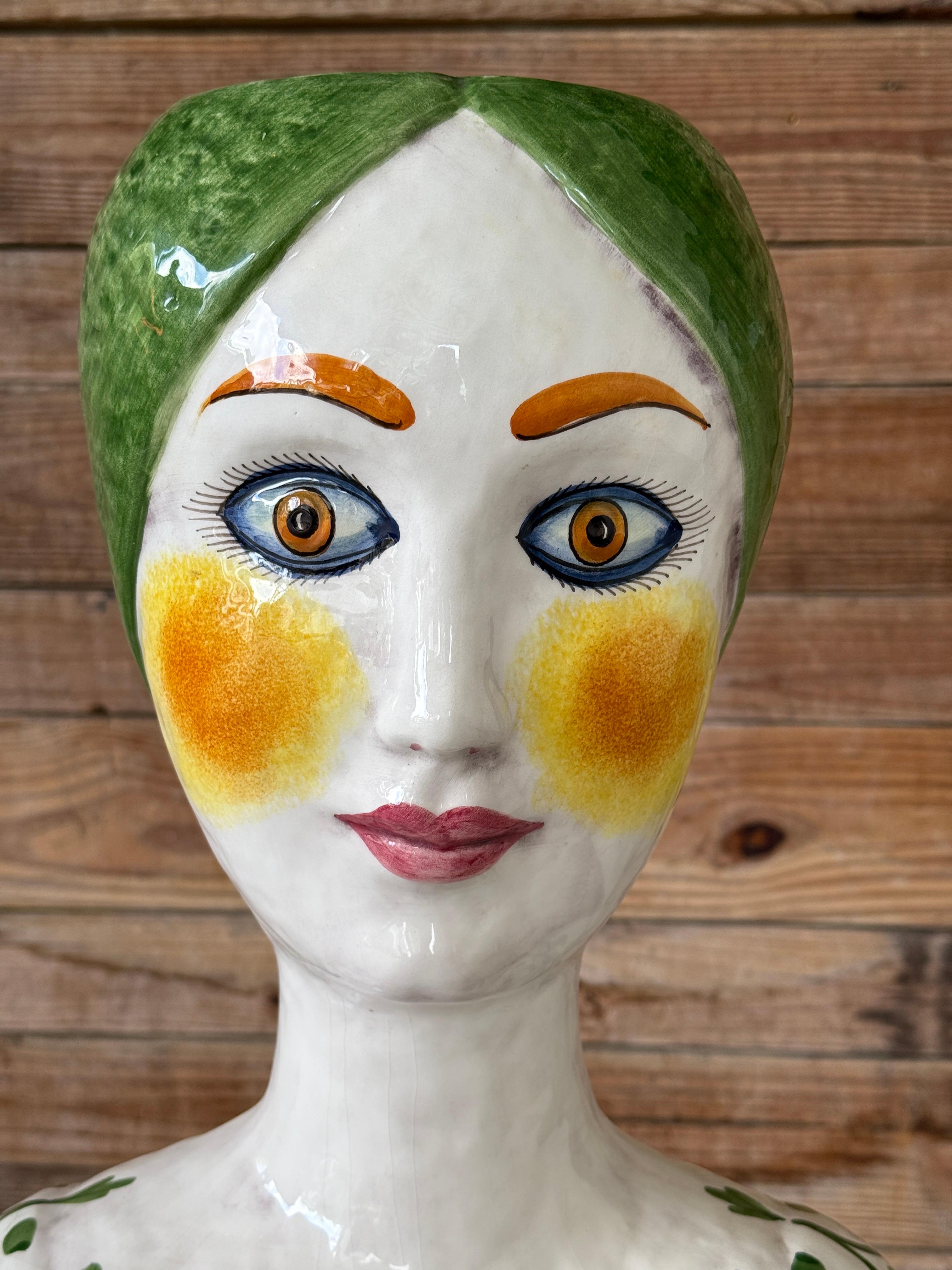 Italienische glasierte weibliche Vintage-Pflanzgefäße aus Keramik von Horchow, Vintage 5