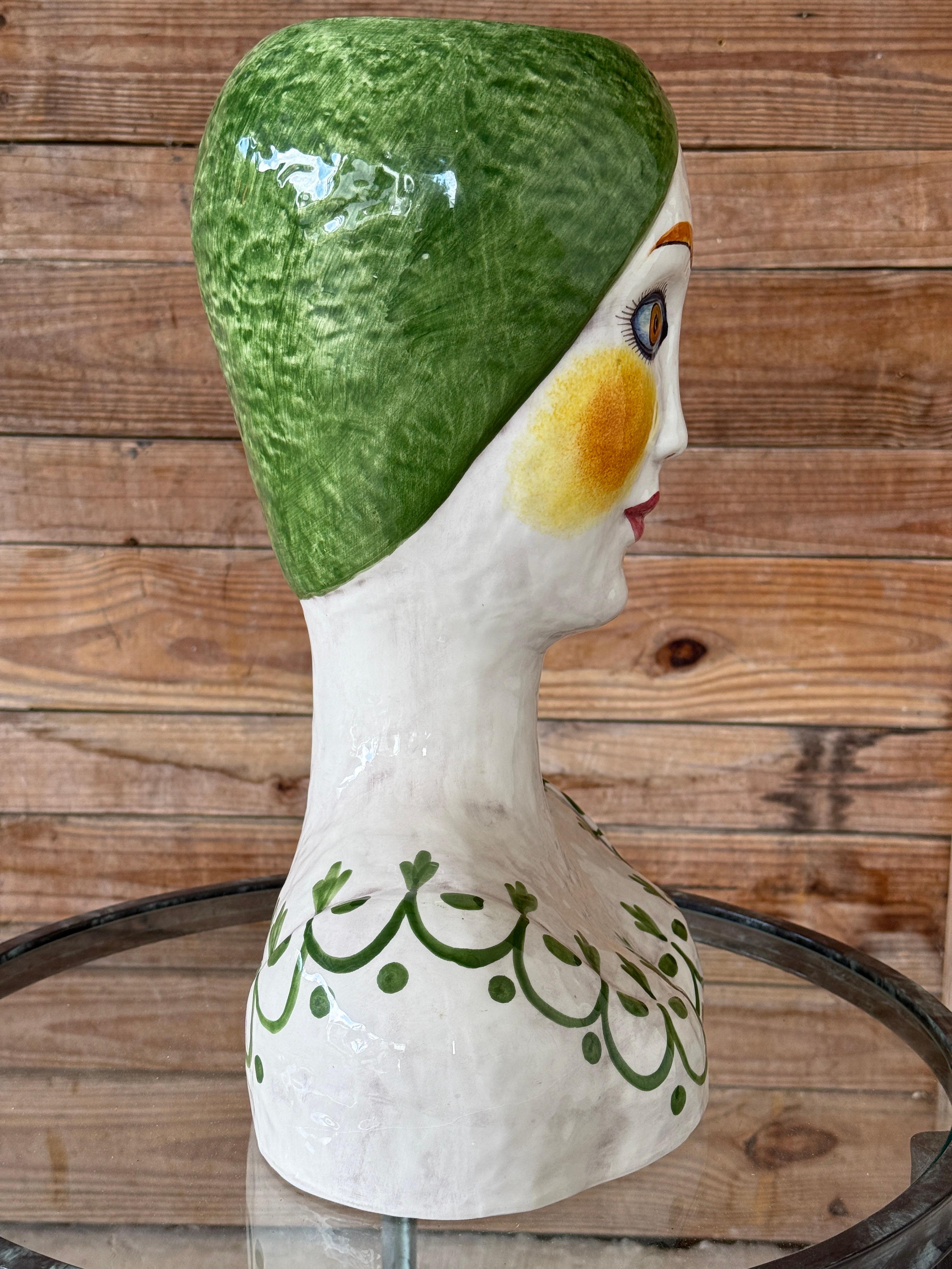 Italienische glasierte weibliche Vintage-Pflanzgefäße aus Keramik von Horchow, Vintage (Regency)