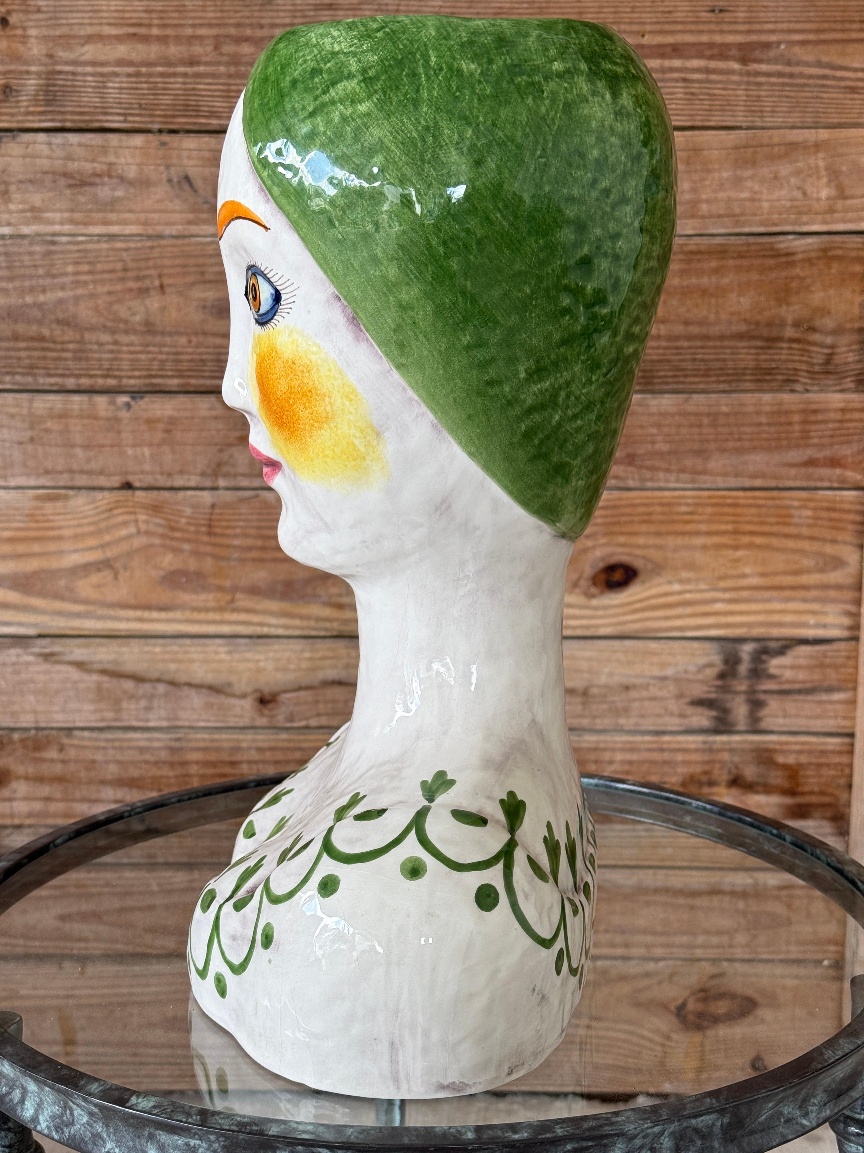 Italienische glasierte weibliche Vintage-Pflanzgefäße aus Keramik von Horchow, Vintage (Handgefertigt)