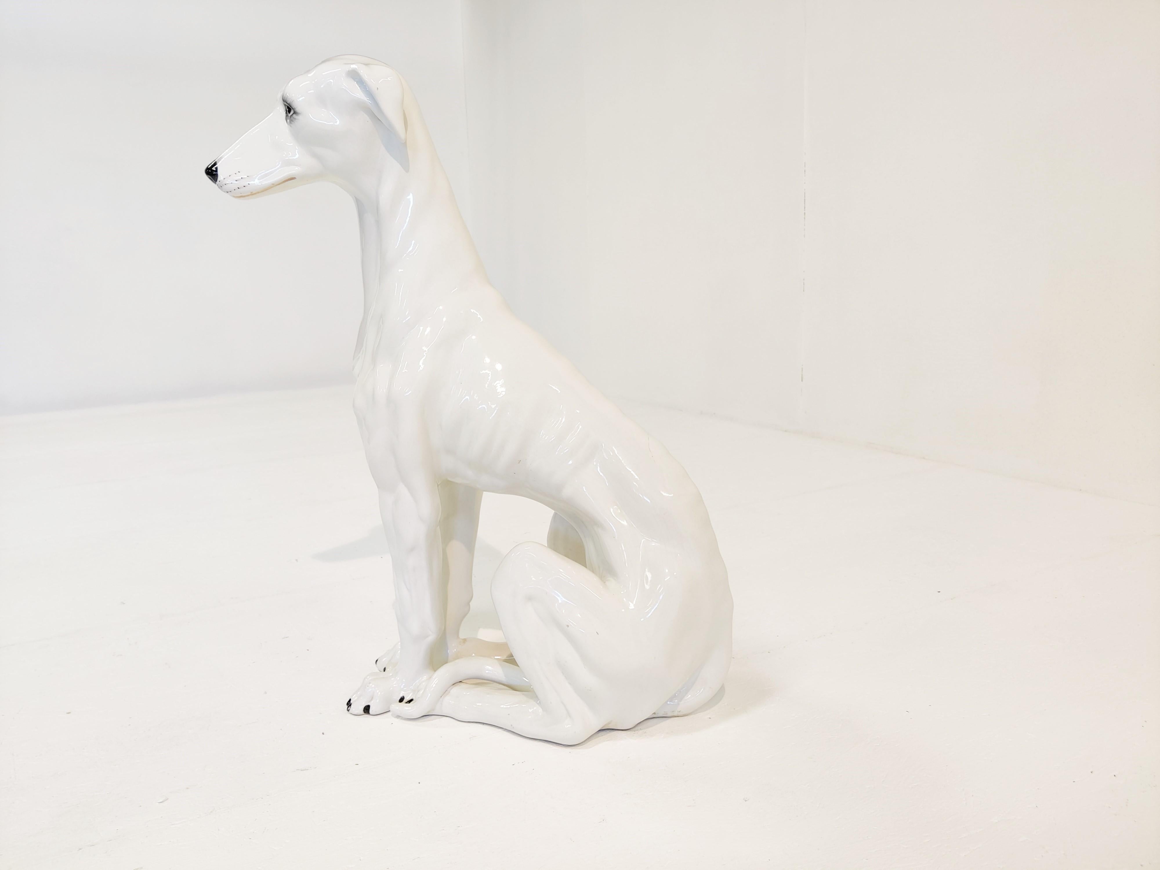 Vintage Italian Ceramic Greyhound Dog, 1970s 1