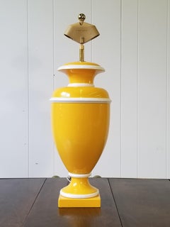 Vintage Italian Ceramic Lamp in Yellow and White