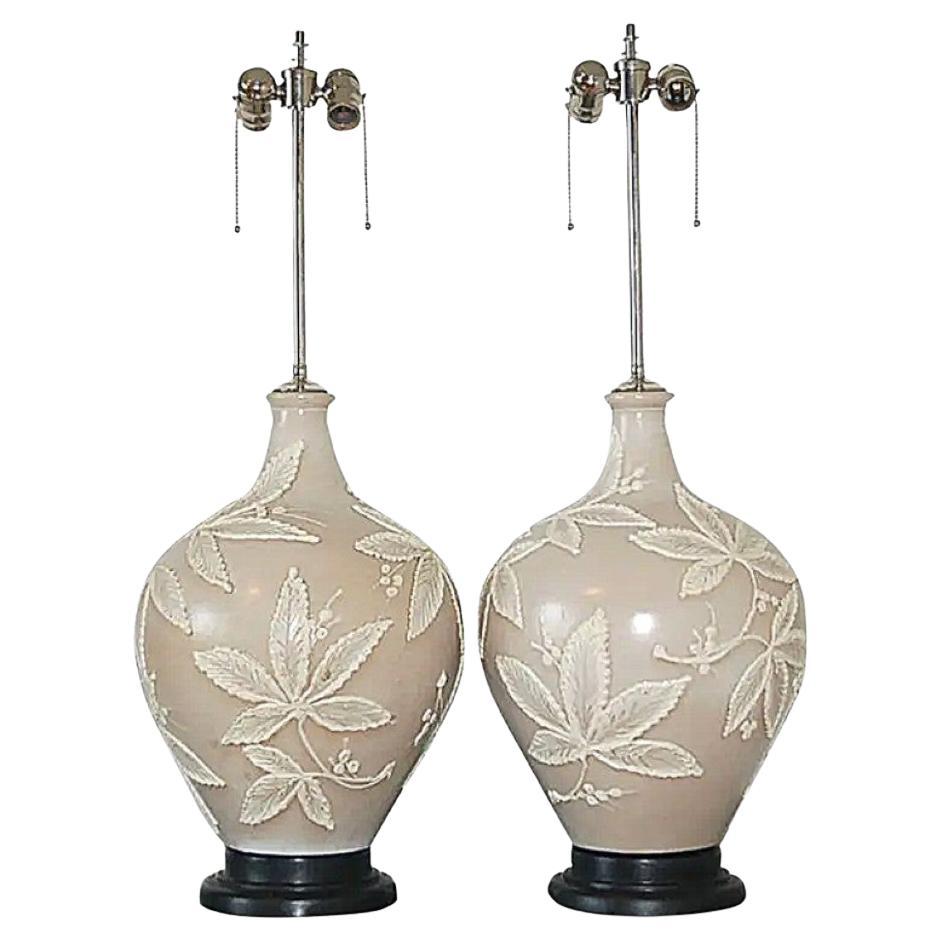 Vintage Italian Lampes en céramique Taupe en vente