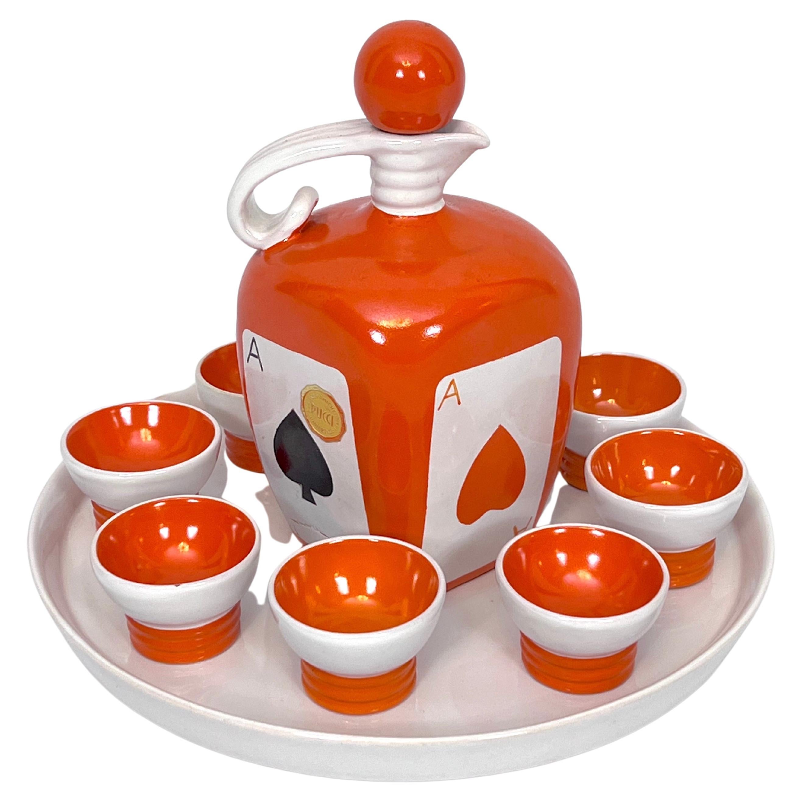 Vintage Italian Ceramic Liquor Set by Pucci Umbertide, 1950s