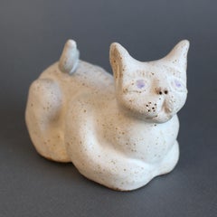 Vintage Italian Ceramic Loafing Cat by Bruno Gambone