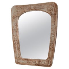 Vintage Italian Ceramic Mirror with Egyptian Graphics