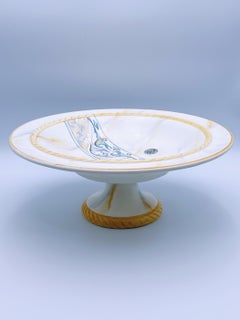 Vintage Italian Ceramic Pottery Cake / Fruit Stand, centerpiece