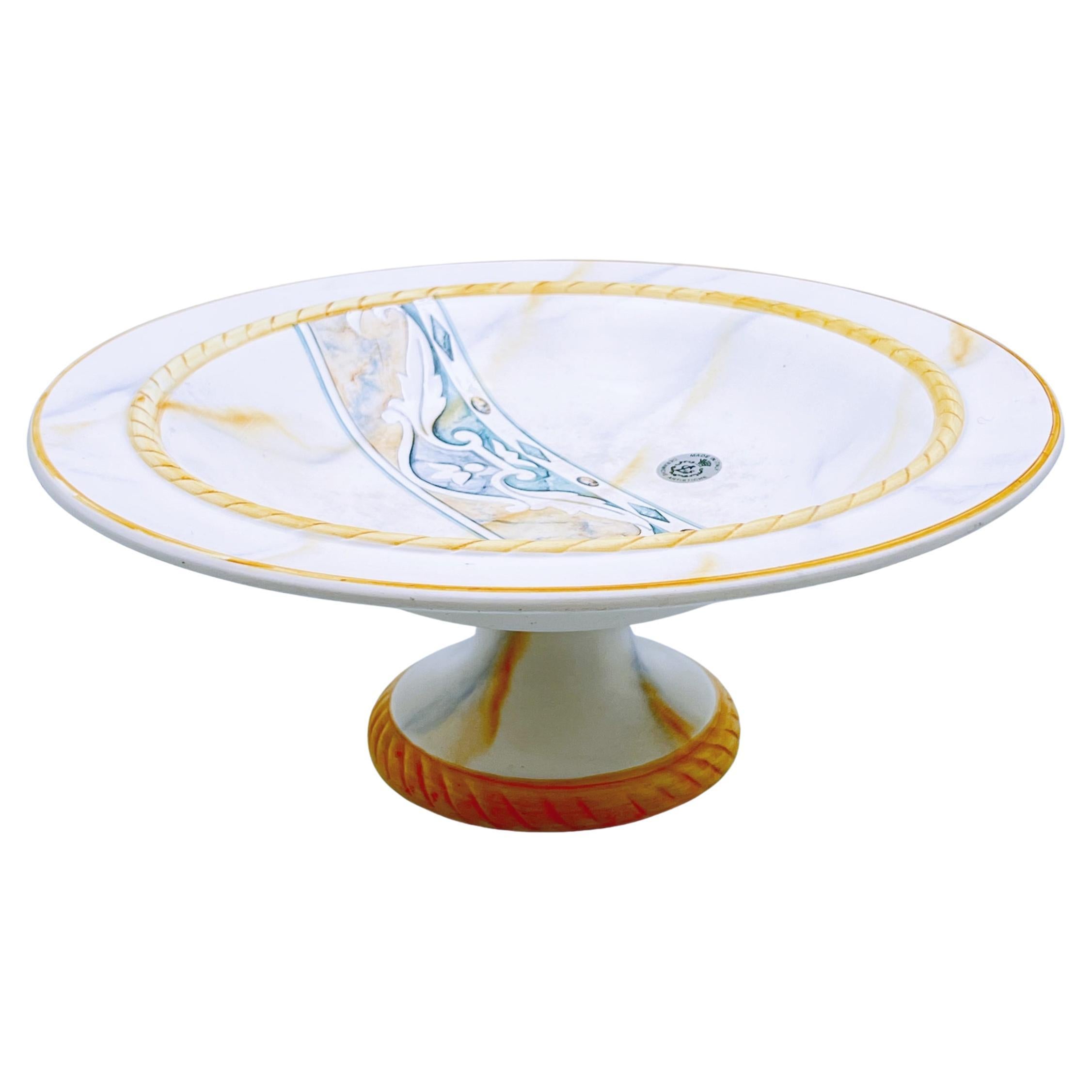 Vintage Italian Ceramic Pottery Cake / Fruit Stand, centerpiece