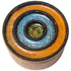 Vintage Italian Ceramic Round Box / Lidded Jar in the Style of Raymor