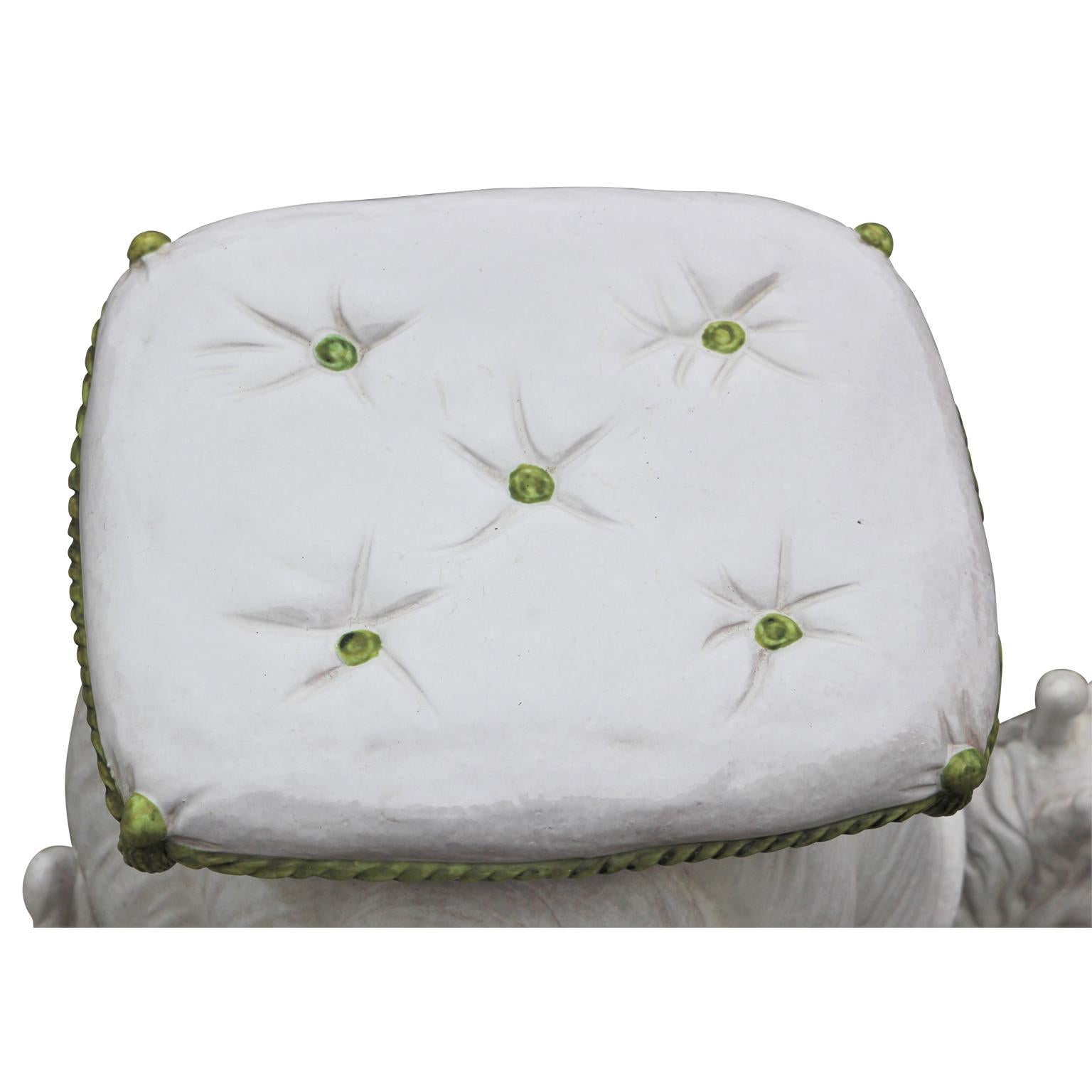 Vintage Italian Ceramic Snail with Cushion Garden Seat Accent Stool / Side Table In Good Condition In Houston, TX