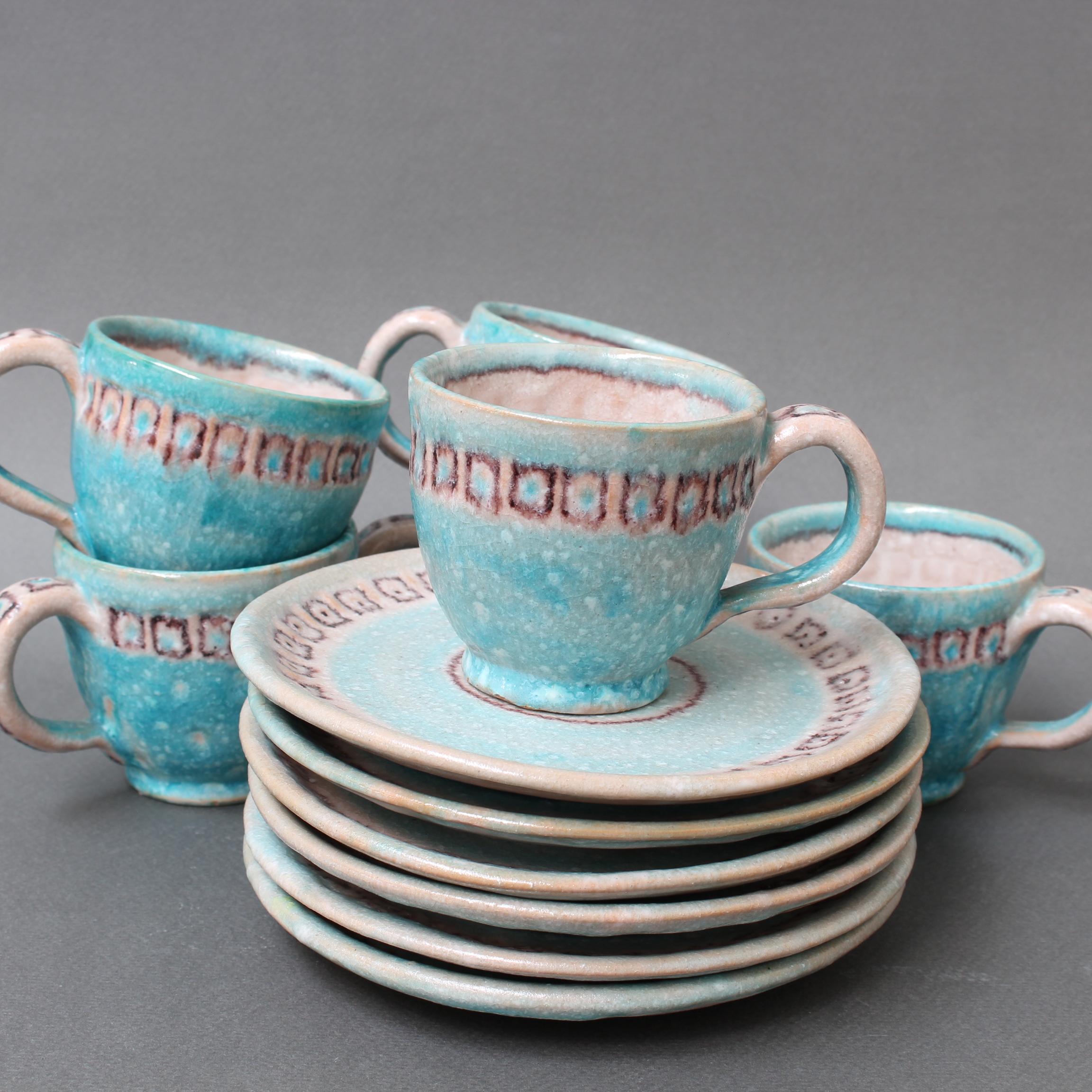 Hand-Painted Vintage Italian Ceramic Tea / Coffee Set by Guido Gambone, 'circa 1950s'