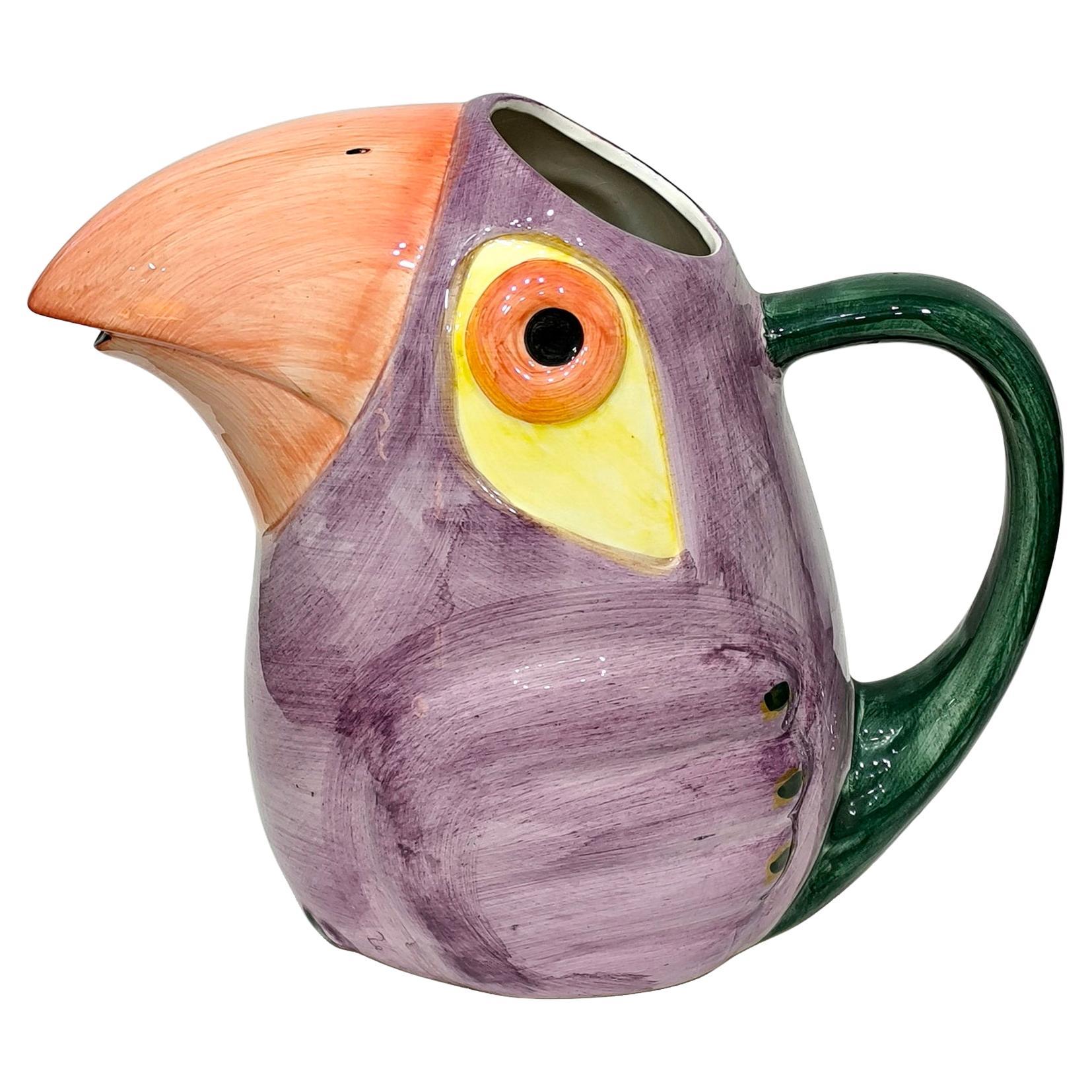 Vintage Italienisch Keramik Toukan Vogel Vase, Krug, Krug, aus den 1980er Jahren