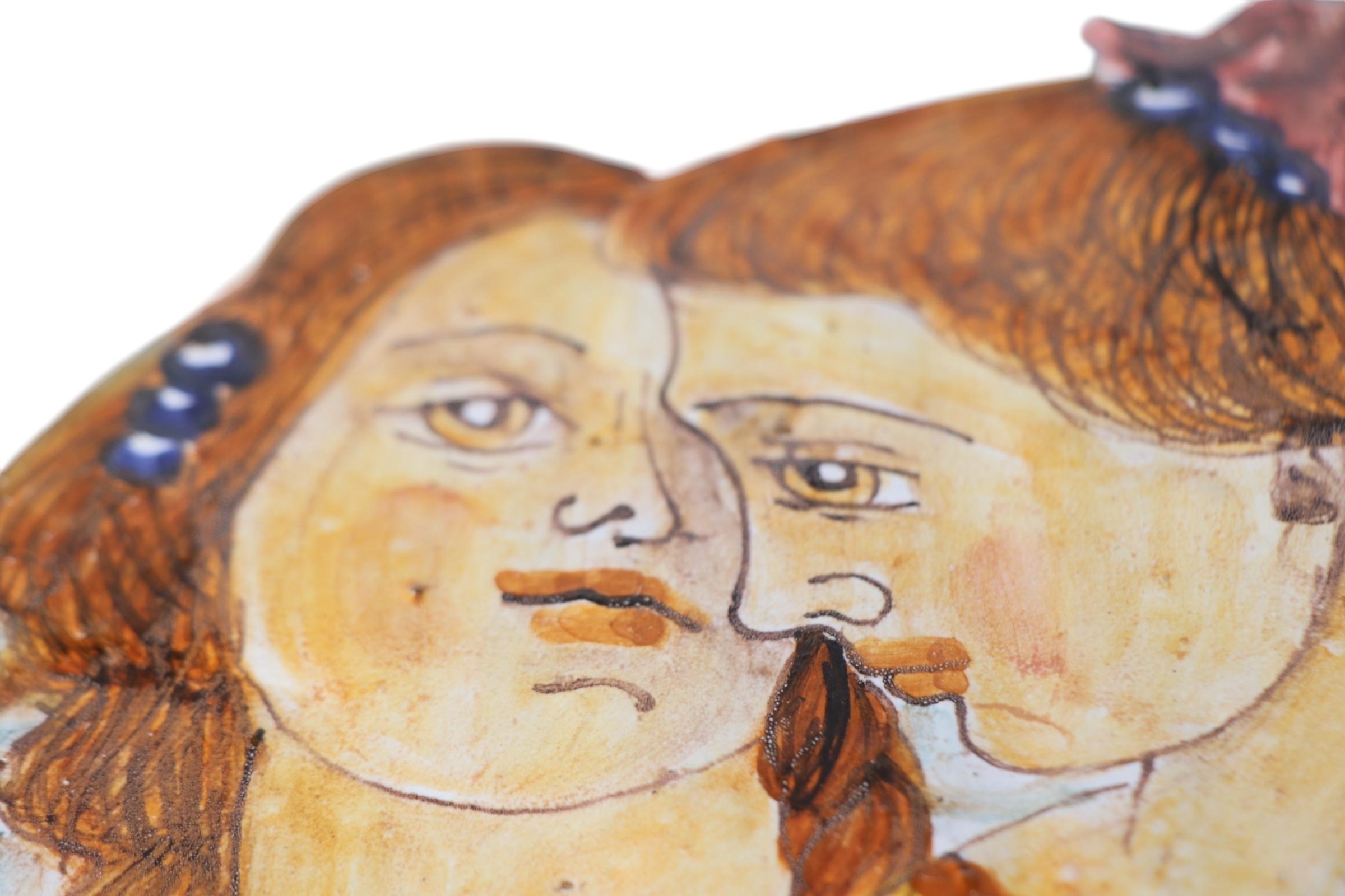 Mattonella d'epoca in ceramica italiana Two Sisters, anni '40 circa in vendita 2