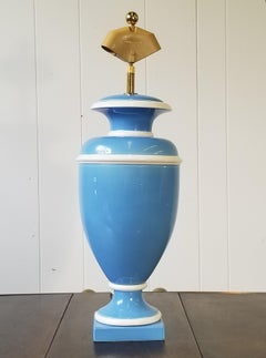 Vintage Italian Ceramic Urn Lamp in Blue and White