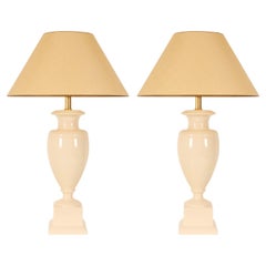 Vintage Italian Ceramic Vase Lamps off White Tall Modern Table Lamps, a Pair