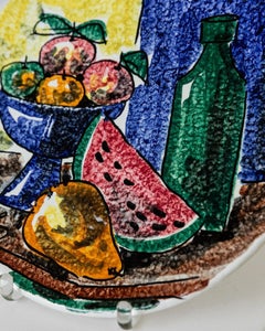 Vintage Italian Ceramic Wall Plate Hand-Painted Fruit Motif, 1960s