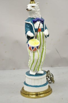 Vintage Italian Ceramic White Polar Bear Drummer Figural Table Top