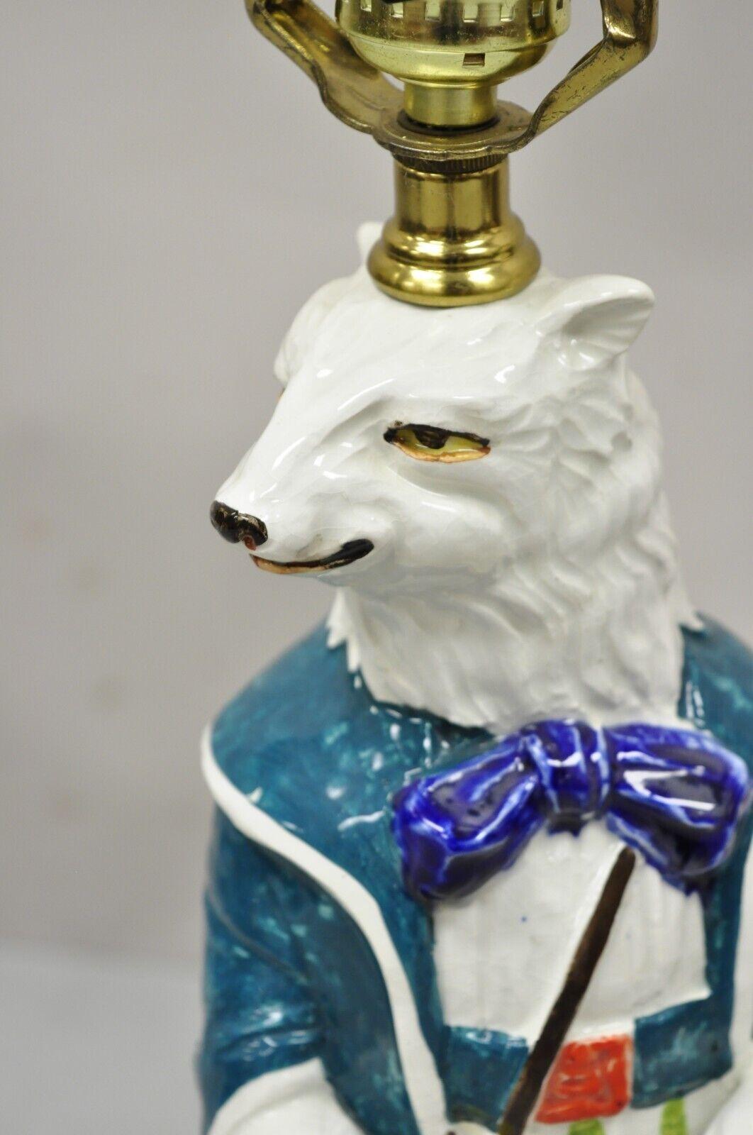 Vintage Italian Ceramic White Polar Bear Drummer Figural Table Top 3