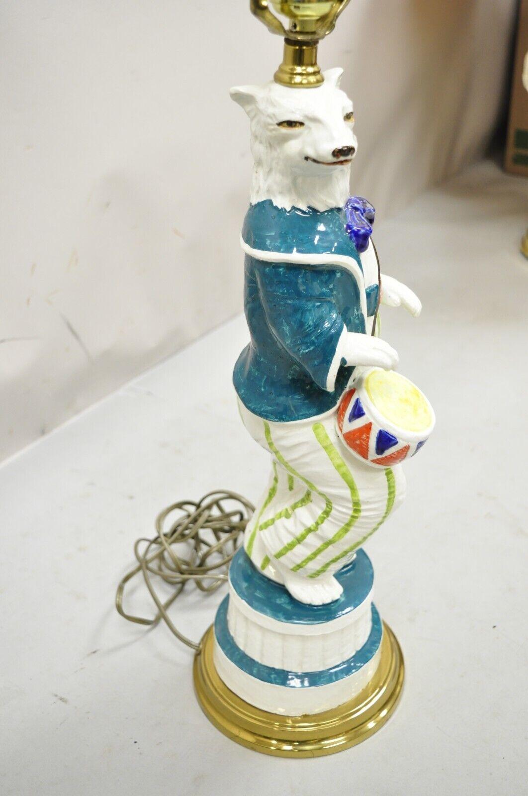 Vintage Italian Ceramic White Polar Bear Drummer Figural Table Top 4