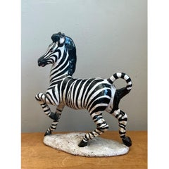 Vintage Italian Ceramic Zebra Sculpture