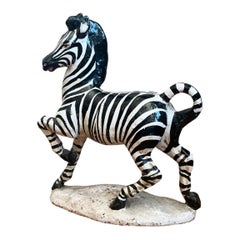 Vintage Italian Ceramic Zebra Sculpture