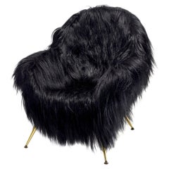 Vintage Italian Chair in Black Goat Skin