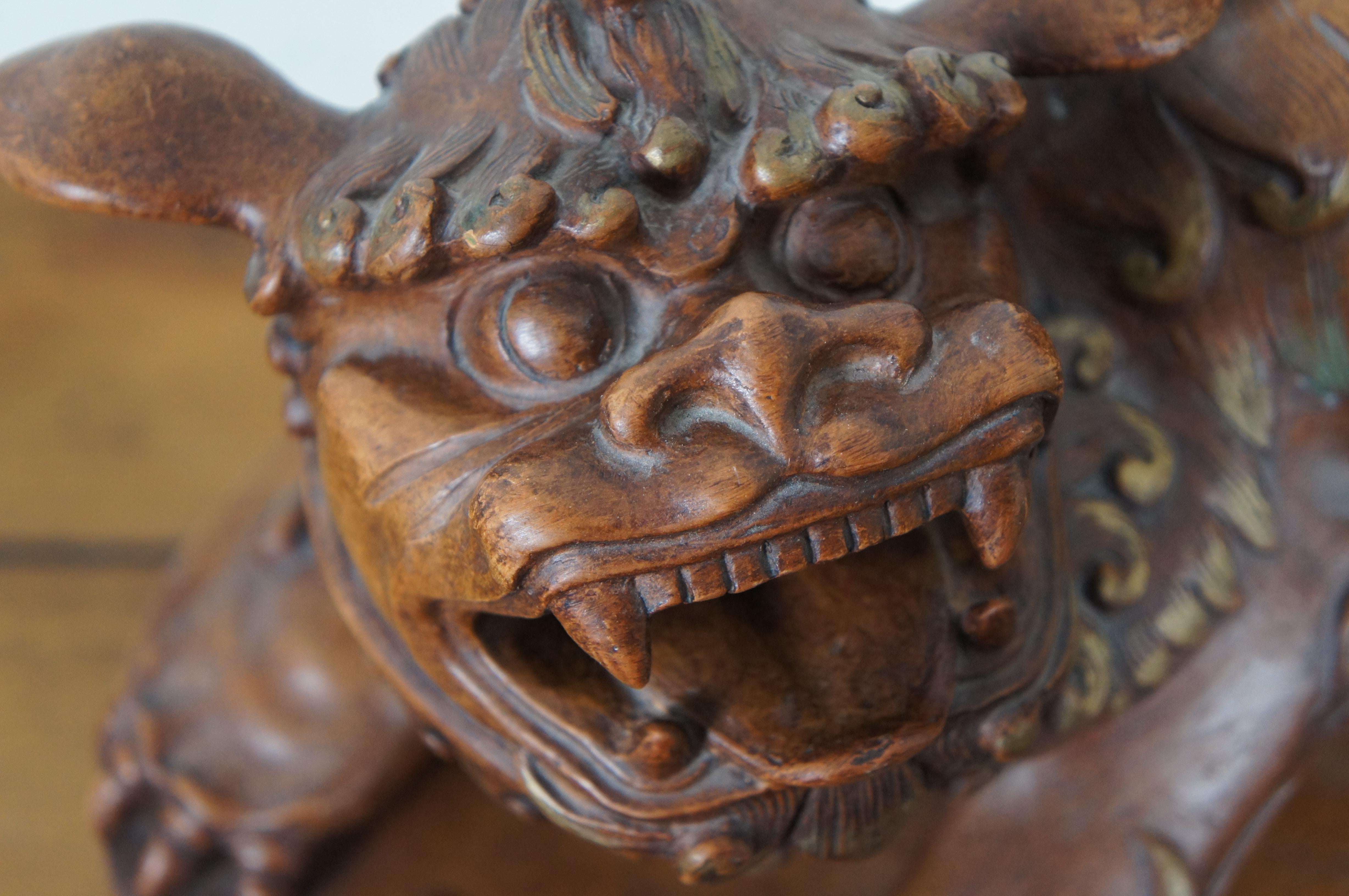 Vintage Italian Chalkware Fu Foo Dog Chinese Guardian Lion Sculpture Centerpiece For Sale 5