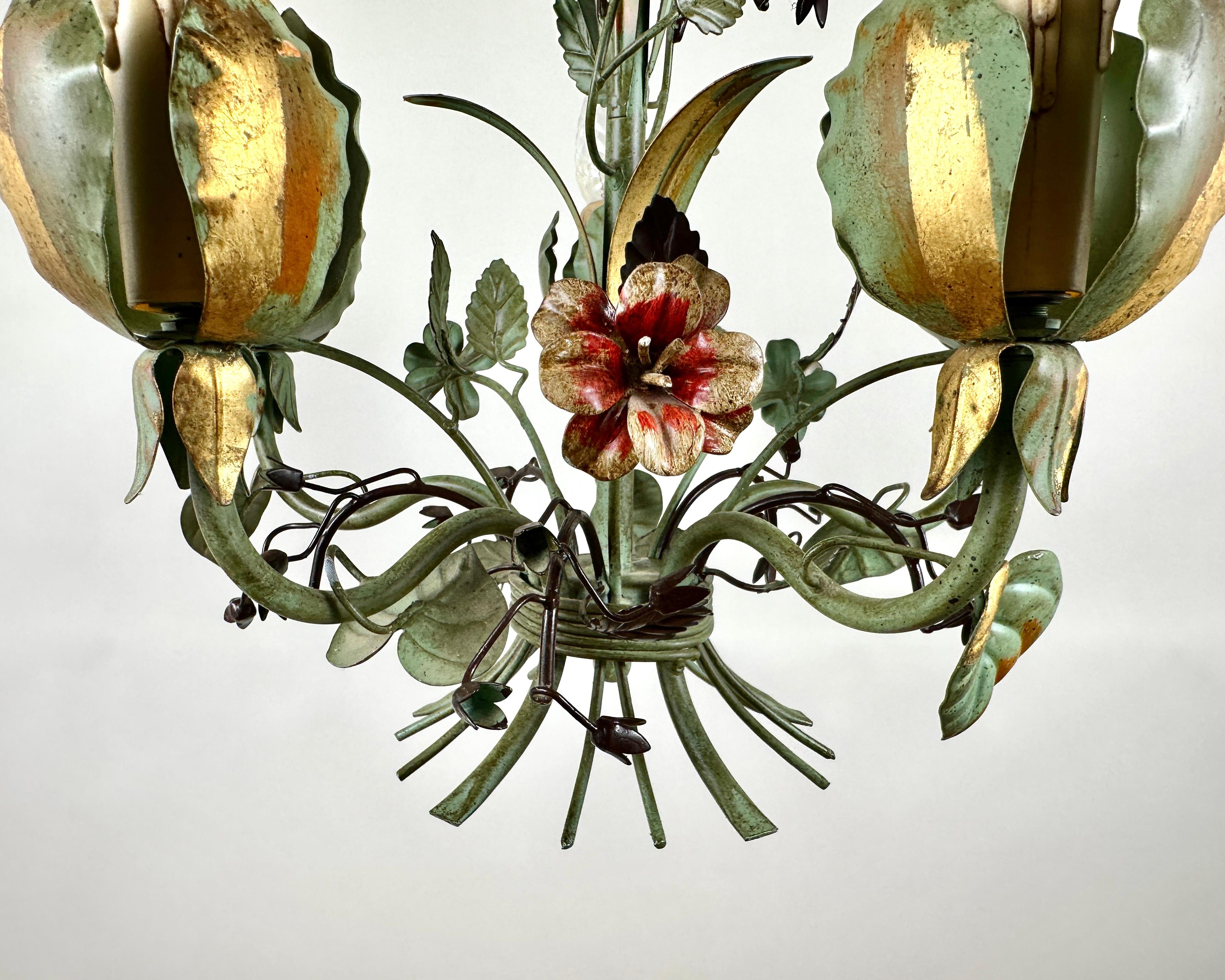 Metal Vintage Italian Chandelier, 1960s, Hollywood Regency Style For Sale