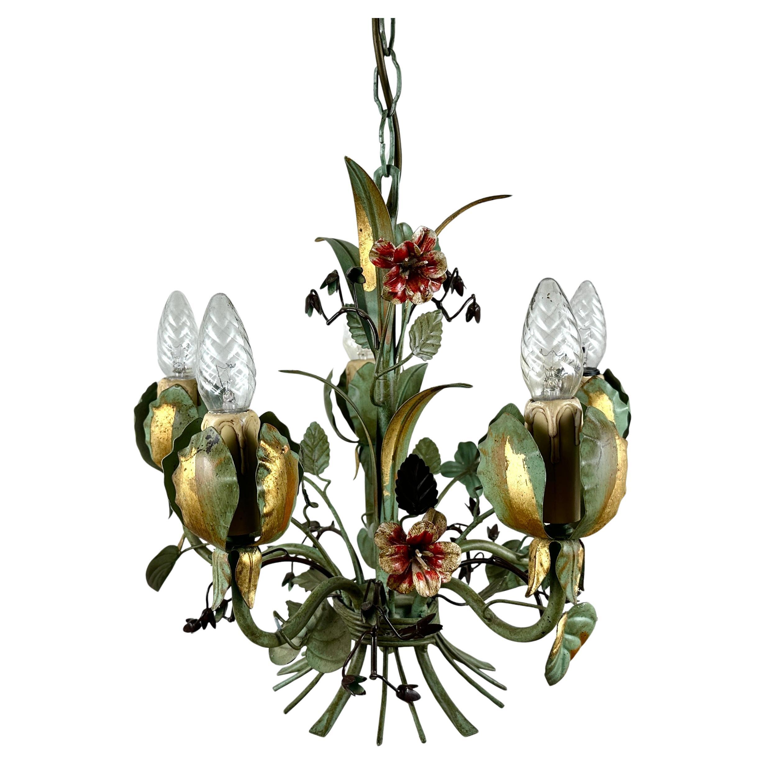 Vintage Italian Chandelier, 1960s, Hollywood Regency Style For Sale