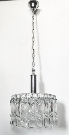 Vintage Italian Chandelier Murano Glass Pendant, Nickel Hardware, Italy, 1960s