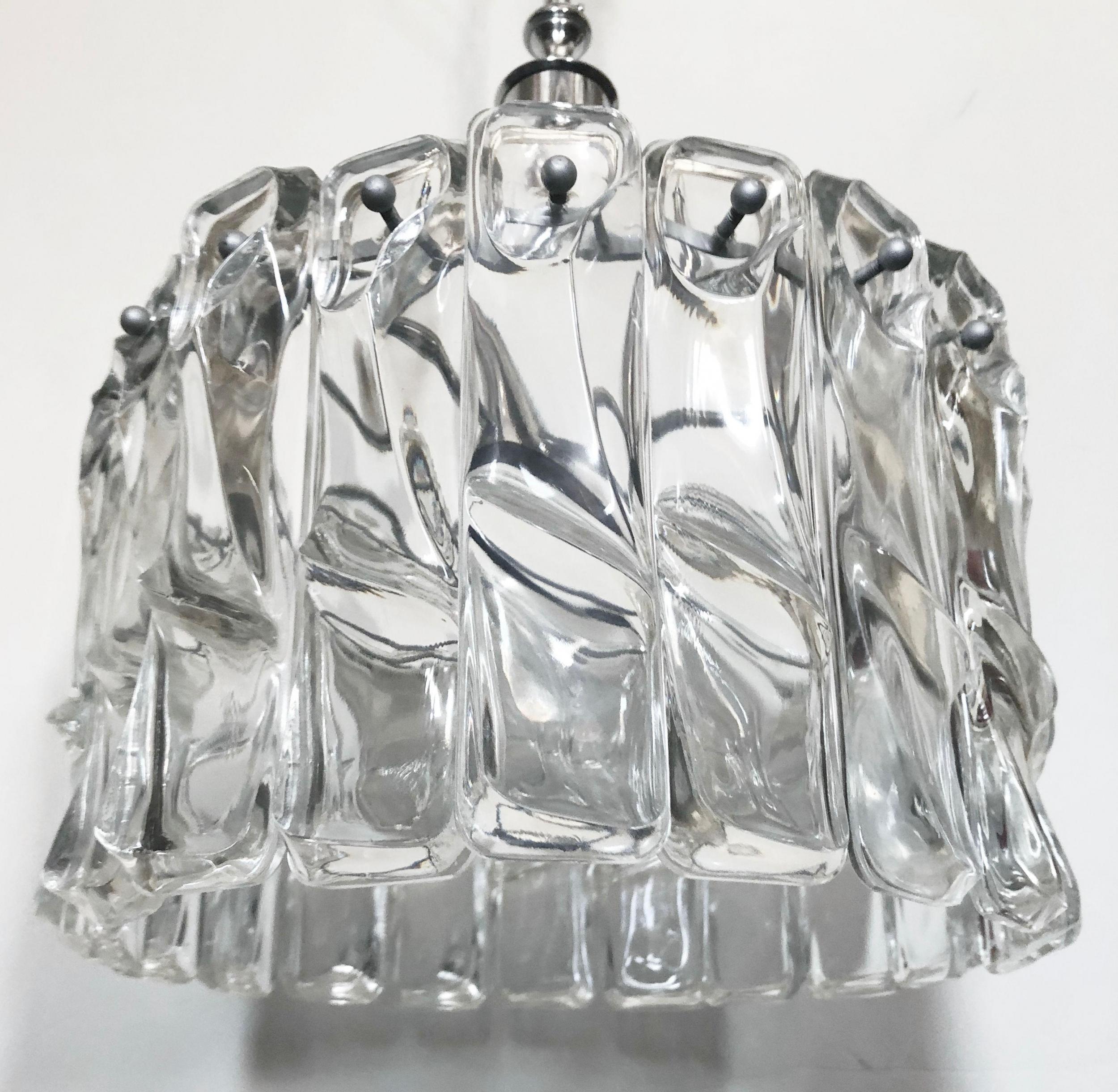 Vintage Italian Chandelier Murano Glass Pendant, Nickel Hardware, Italy, 1960s In Good Condition For Sale In Los Angeles, CA