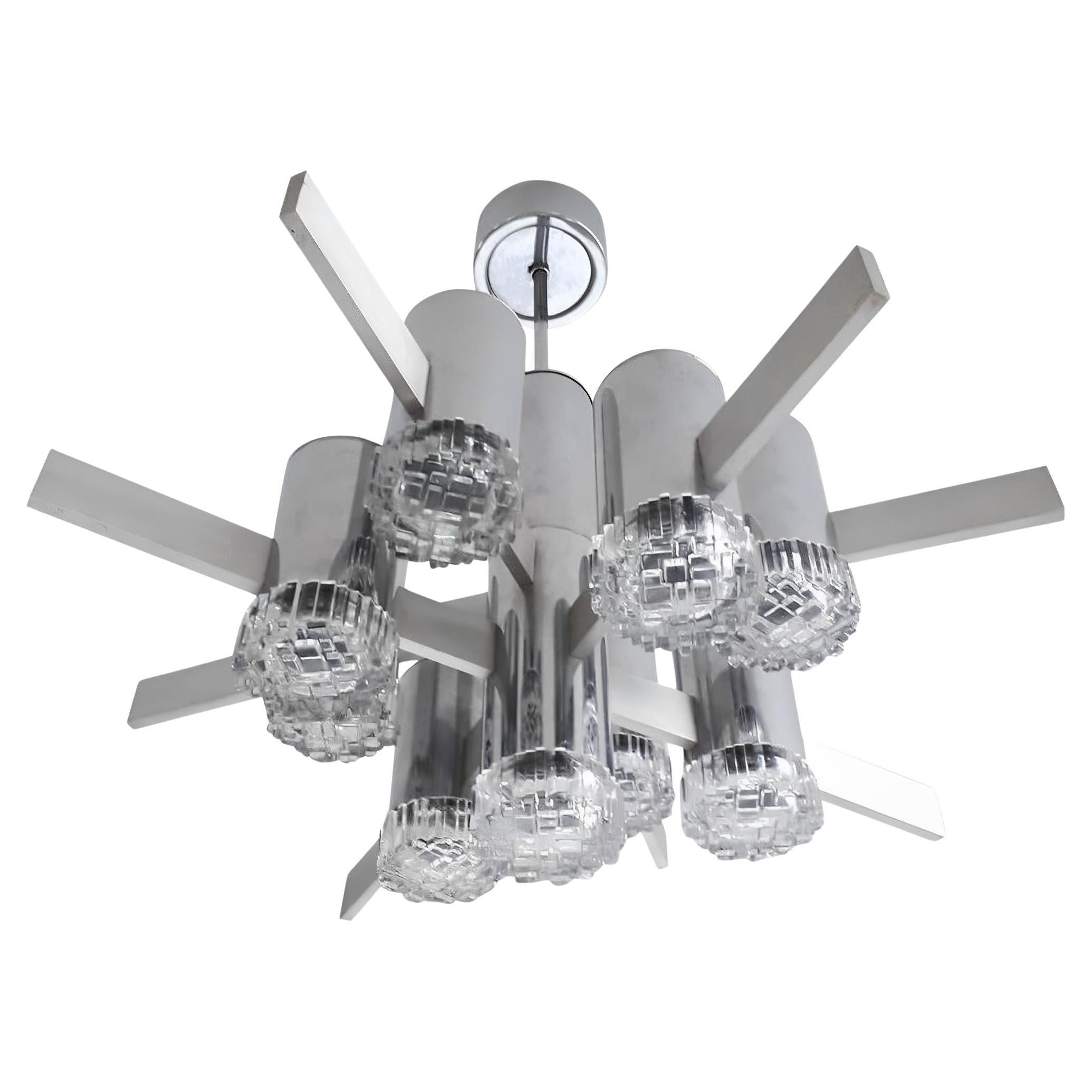 Vintage Italian Chandelier/Pendant by Gaetano Sciolari, Italy, 1970's.