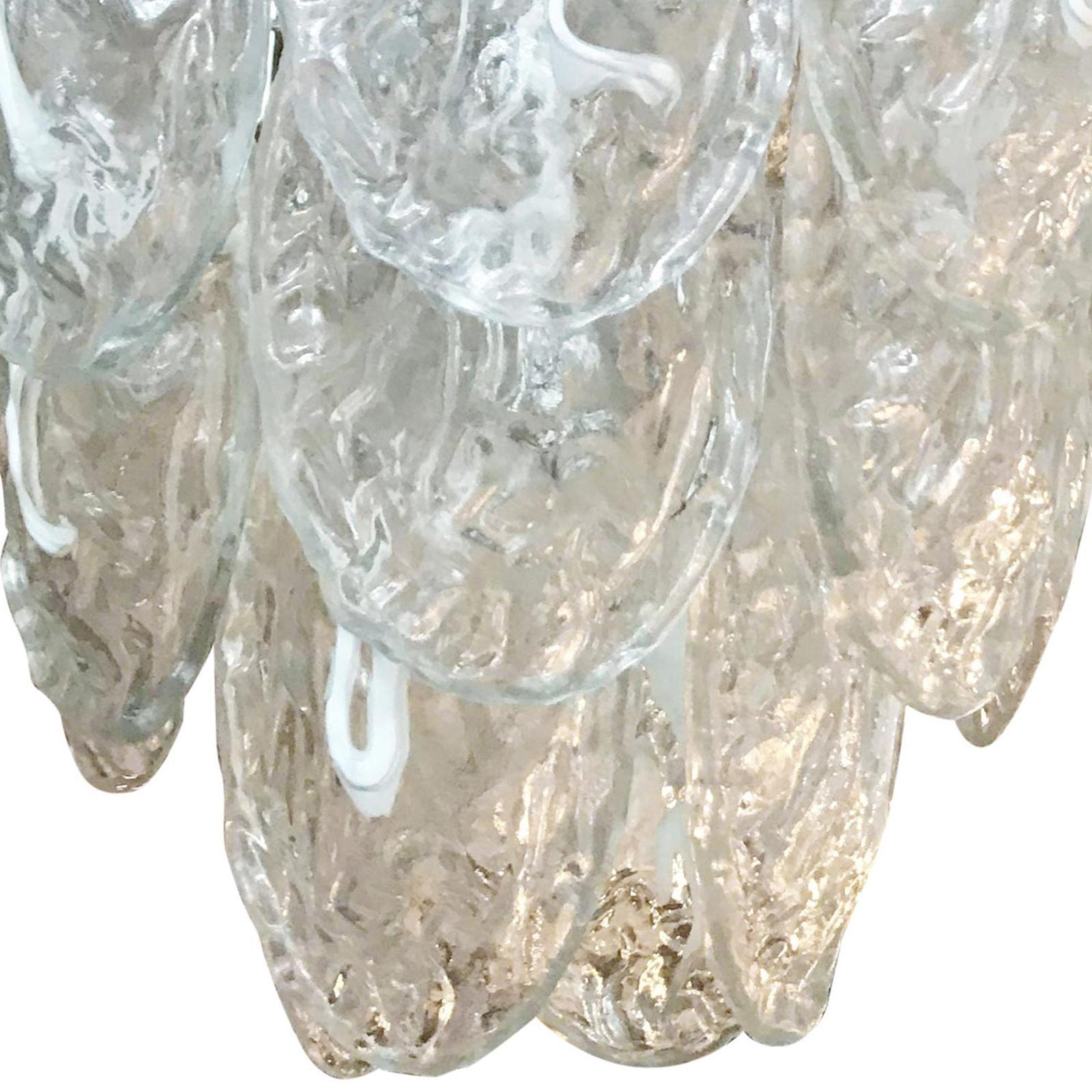 Vintage Italian chandelier w / Murano glass shells Designed by Mazzega circa 1960s.