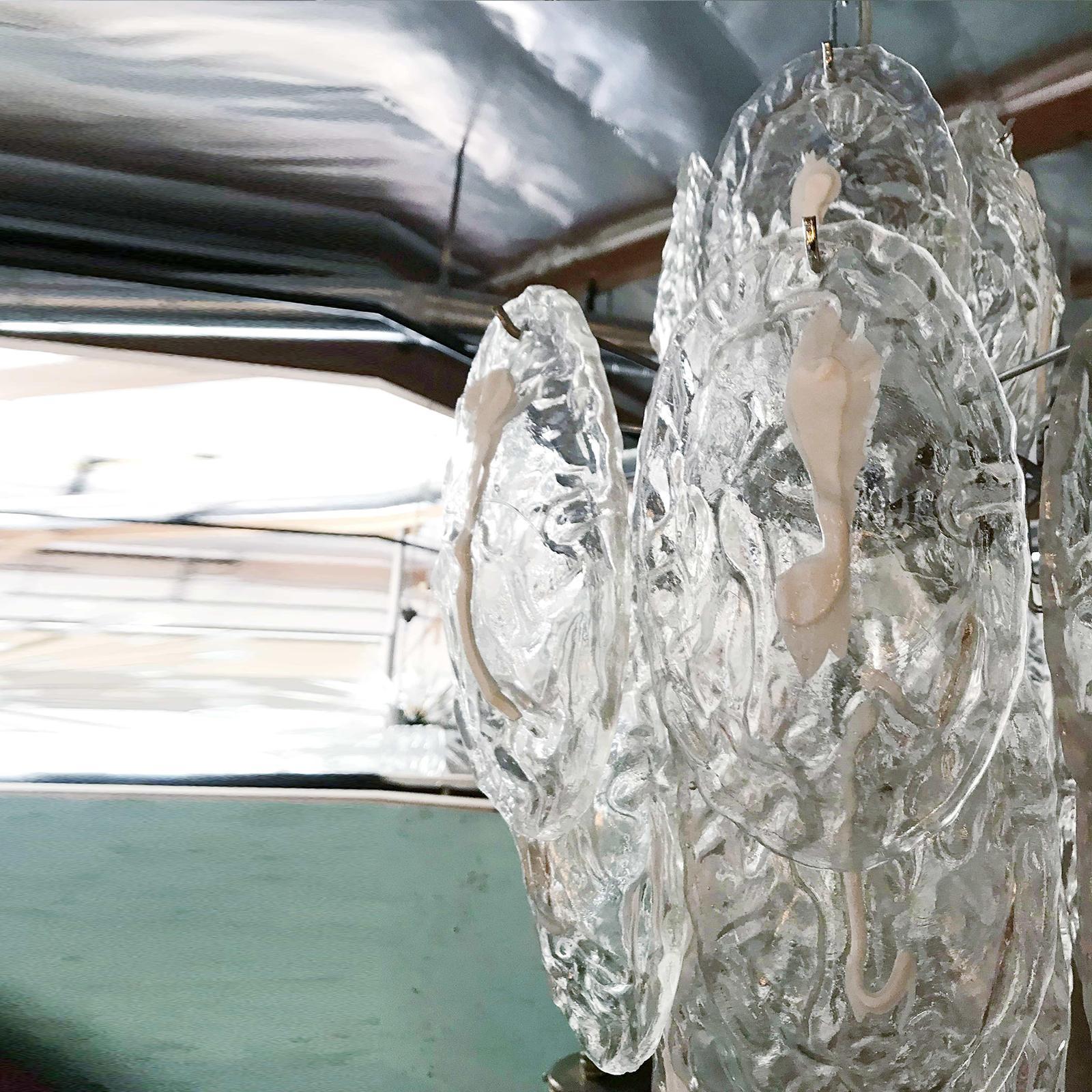 Vintage Italian Chandelier w / Murano Glass Shells Designed by Mazzega, c 1960s For Sale 1