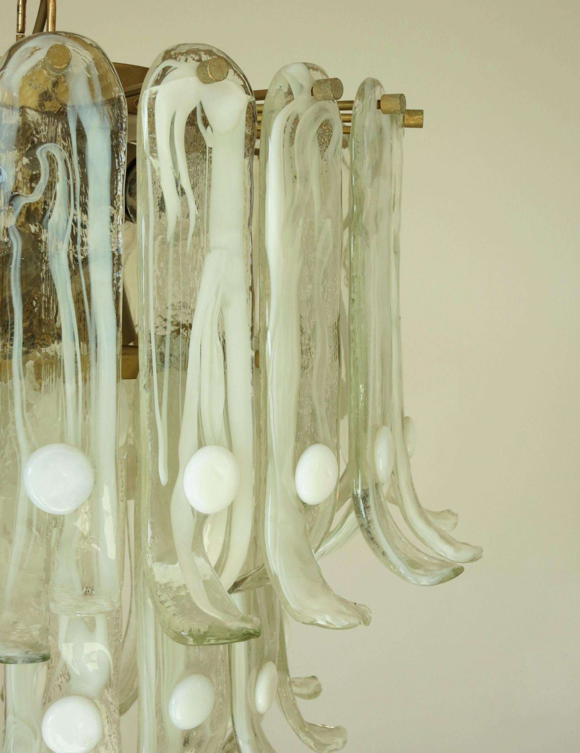 Vintage Italian Chandelier with Pale Green Murano Glass Designed, Mazzega, 1960s 1