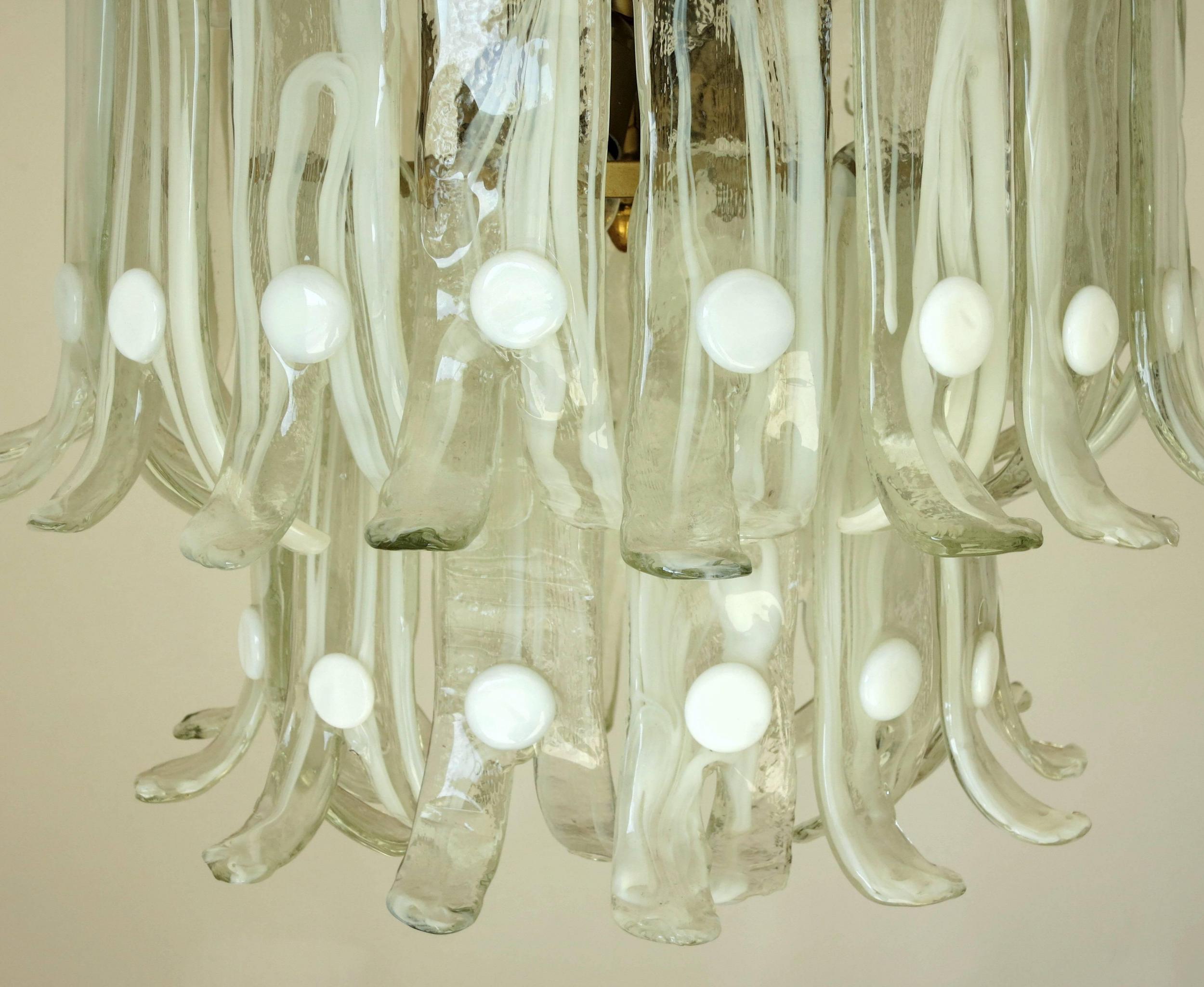 Vintage Italian Chandelier with Pale Green Murano Glass Designed, Mazzega, 1960s 2