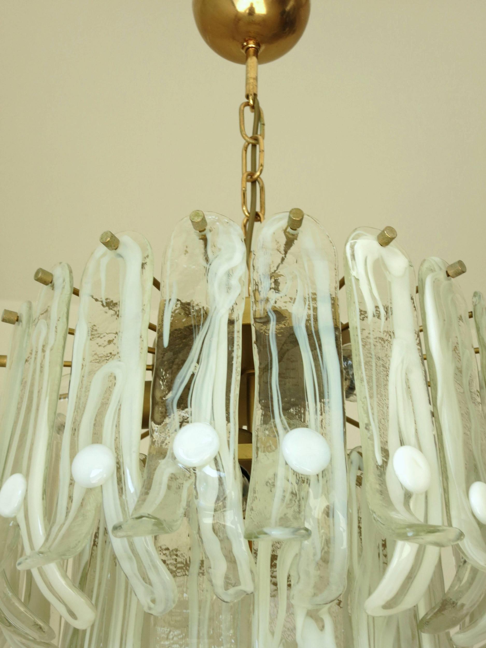 Vintage Italian Chandelier with Pale Green Murano Glass Designed, Mazzega, 1960s 3