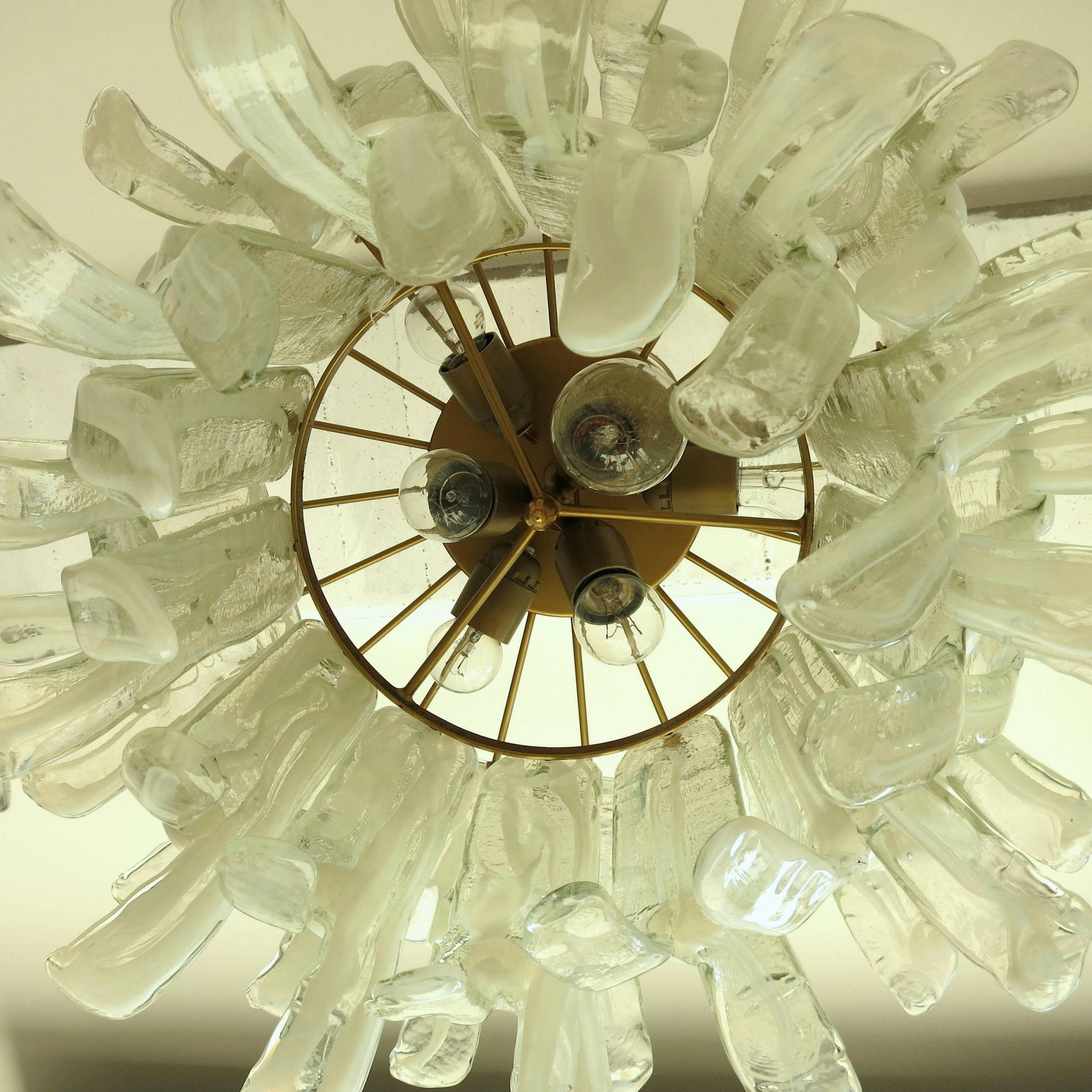 Vintage Italian Chandelier with Pale Green Murano Glass Designed, Mazzega, 1960s 4