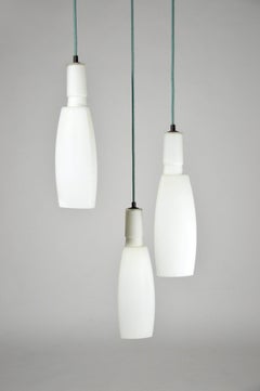 Lampadario vintage italiano con 3 pendenti in vetro, alla maniera dello Stilnovo
