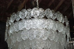 Vintage Italian Chandelier with Clear Murano Oval Discs, 1960's