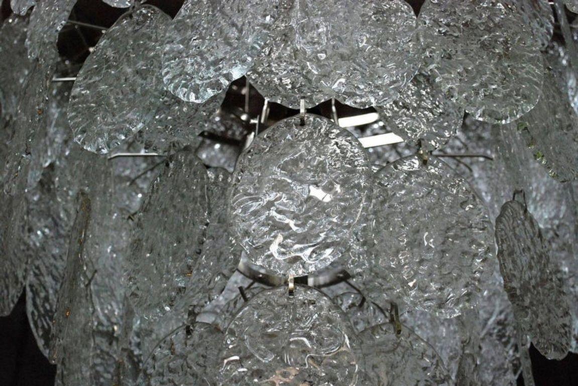 Lampadario italiano vintage con dischi ovali trasparenti di Murano, anni '60 In condizioni buone in vendita a Los Angeles, CA