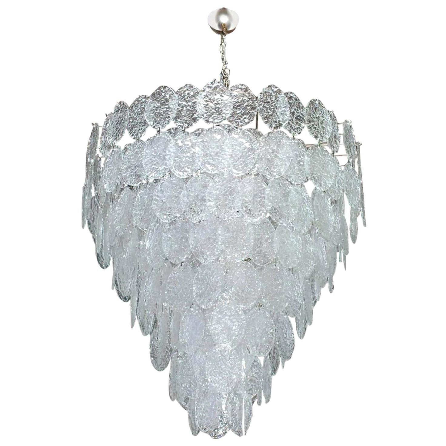 Vintage Italian Chandelier with Clear Murano Oval Discs, 1960s For Sale