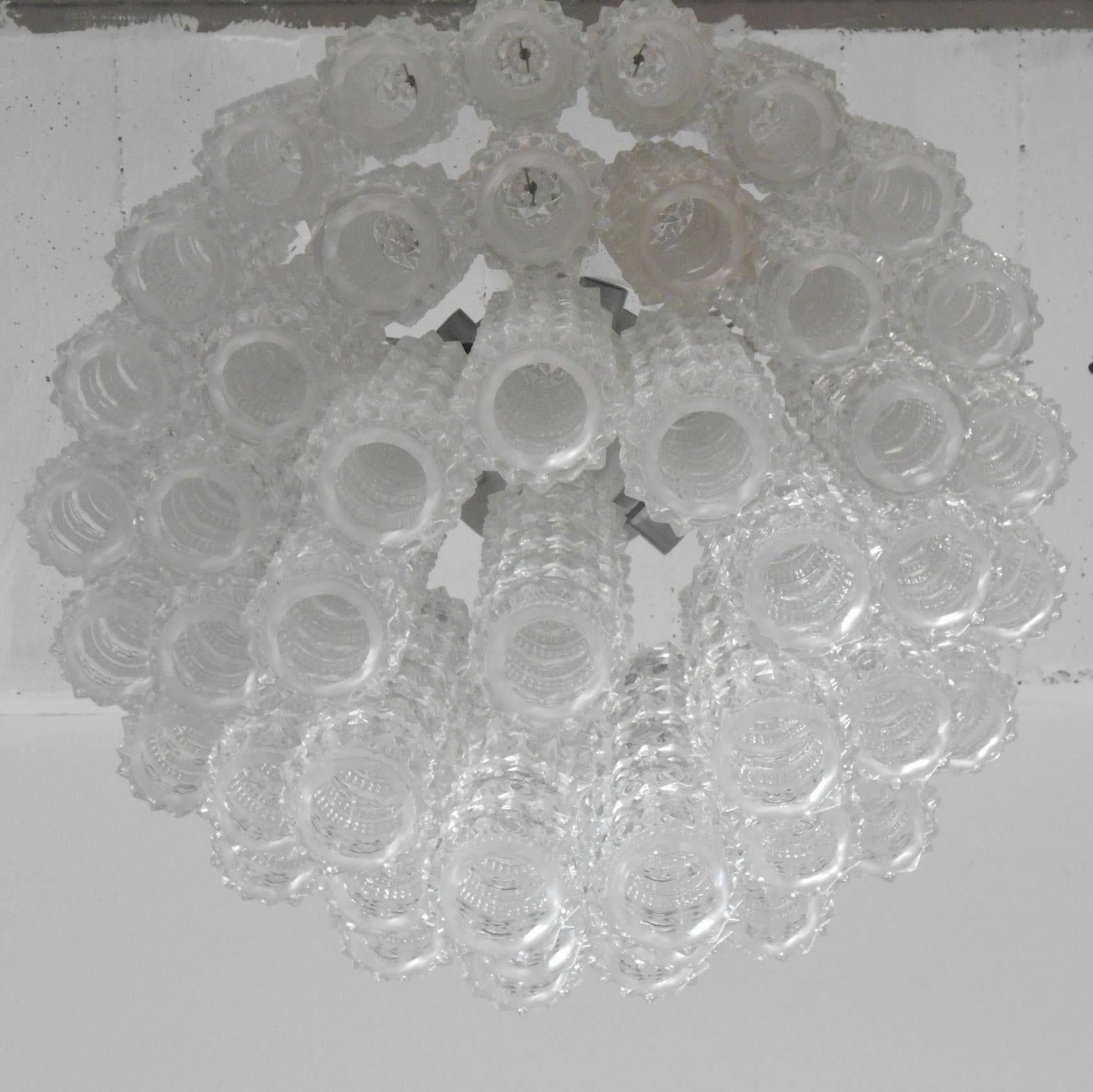 Metal Vintage Italian Chandelier with Murano Glass by Venini, c. 1960s For Sale