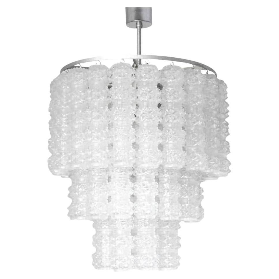 Vintage Italian Chandelier with Murano Glass by Venini, c. 1960s For Sale