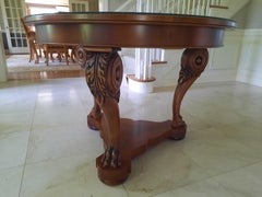 Vintage Italian Charles X Style Round Table in Walnut and Maple