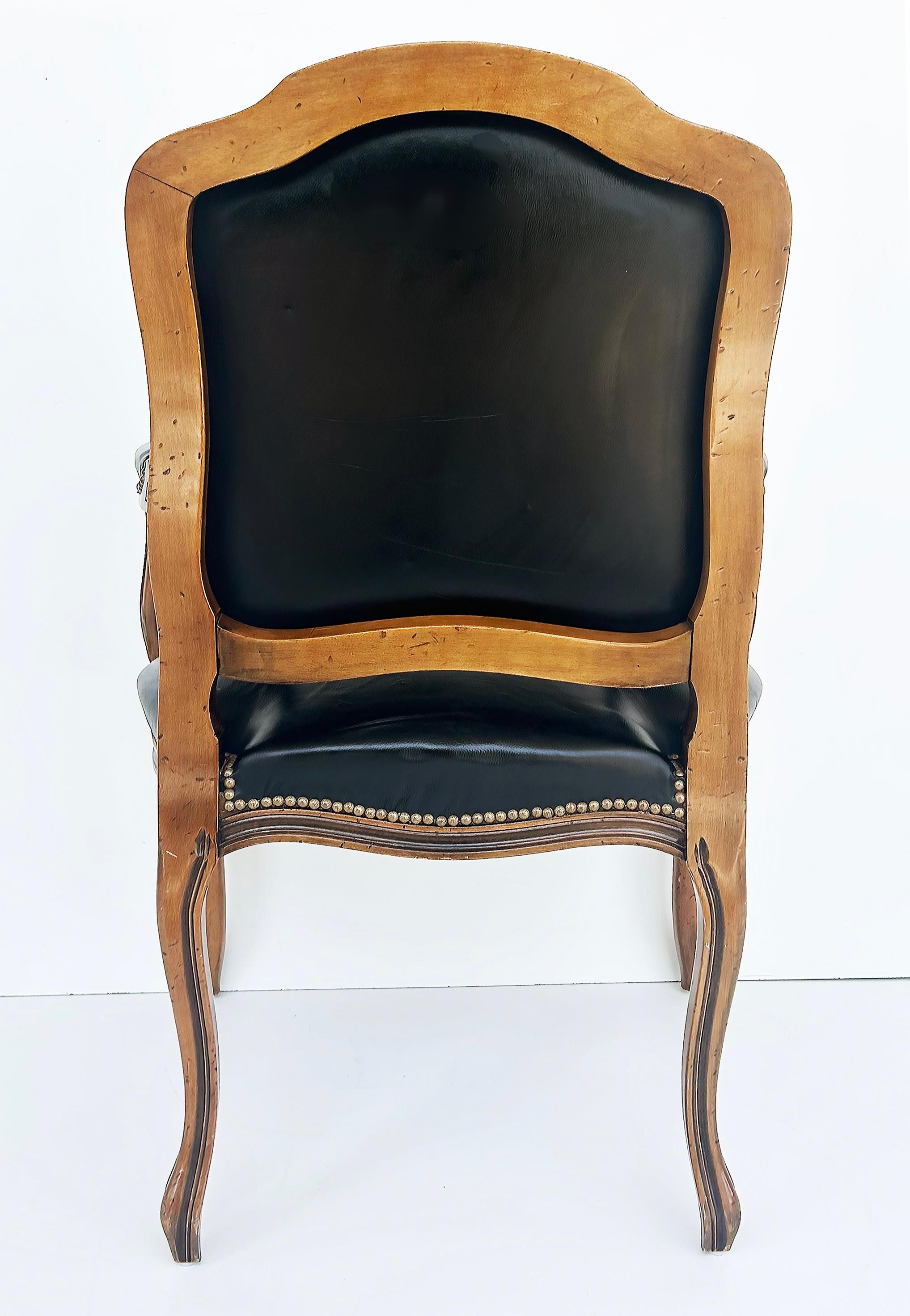 Vintage Italian Chateau D'Ax Leather Armchairs with Brass Nailhead Details, Pair For Sale 1