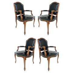 Vintage Italian Chateau D'Ax Leather Armchairs with Brass Nailhead Details, Pair