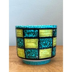 Vintage Italian Checkerboard Ceramic Cache Pot