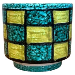 Vintage Italian Checkerboard Ceramic Cache Pot