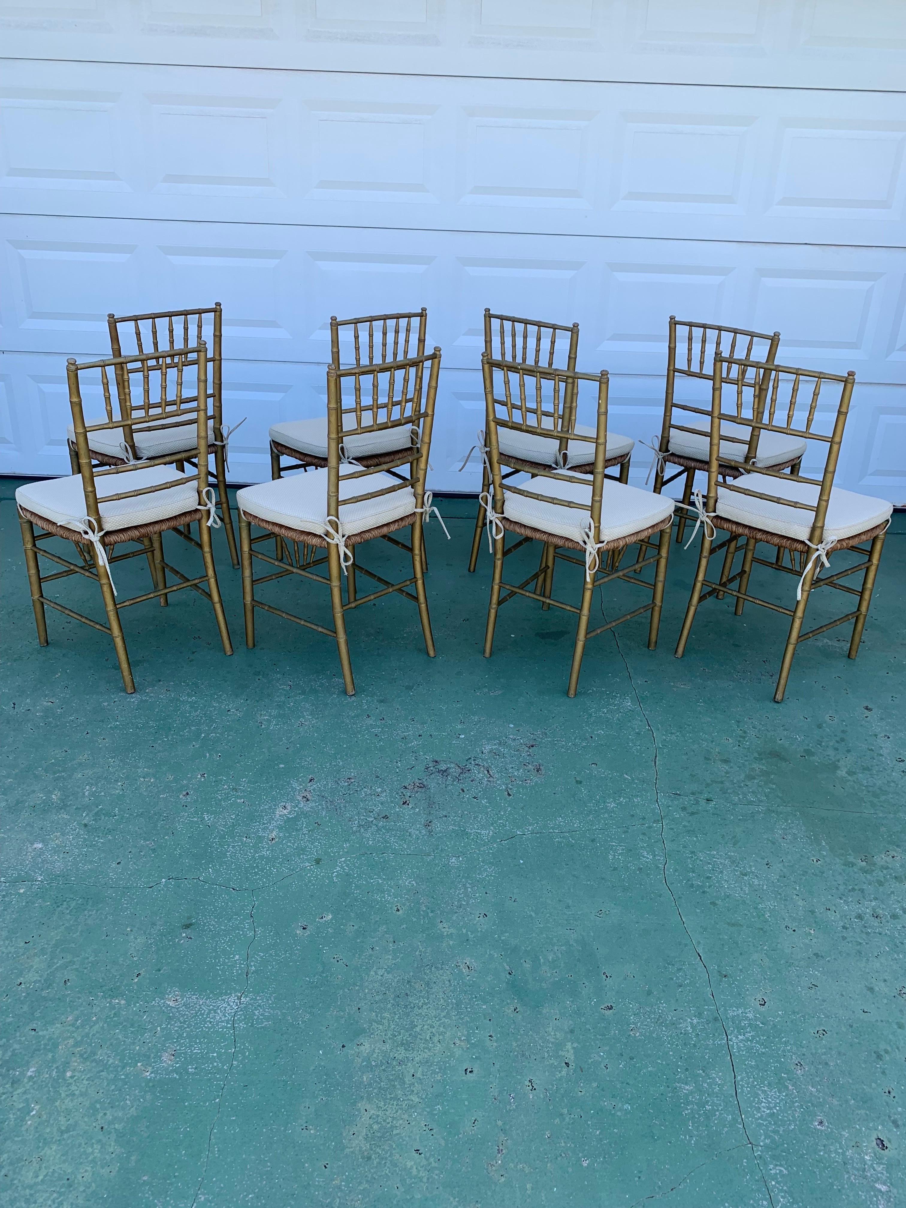 19th Century Vintage Italian Chiavari Style giltwood Dining Chairs For Sale
