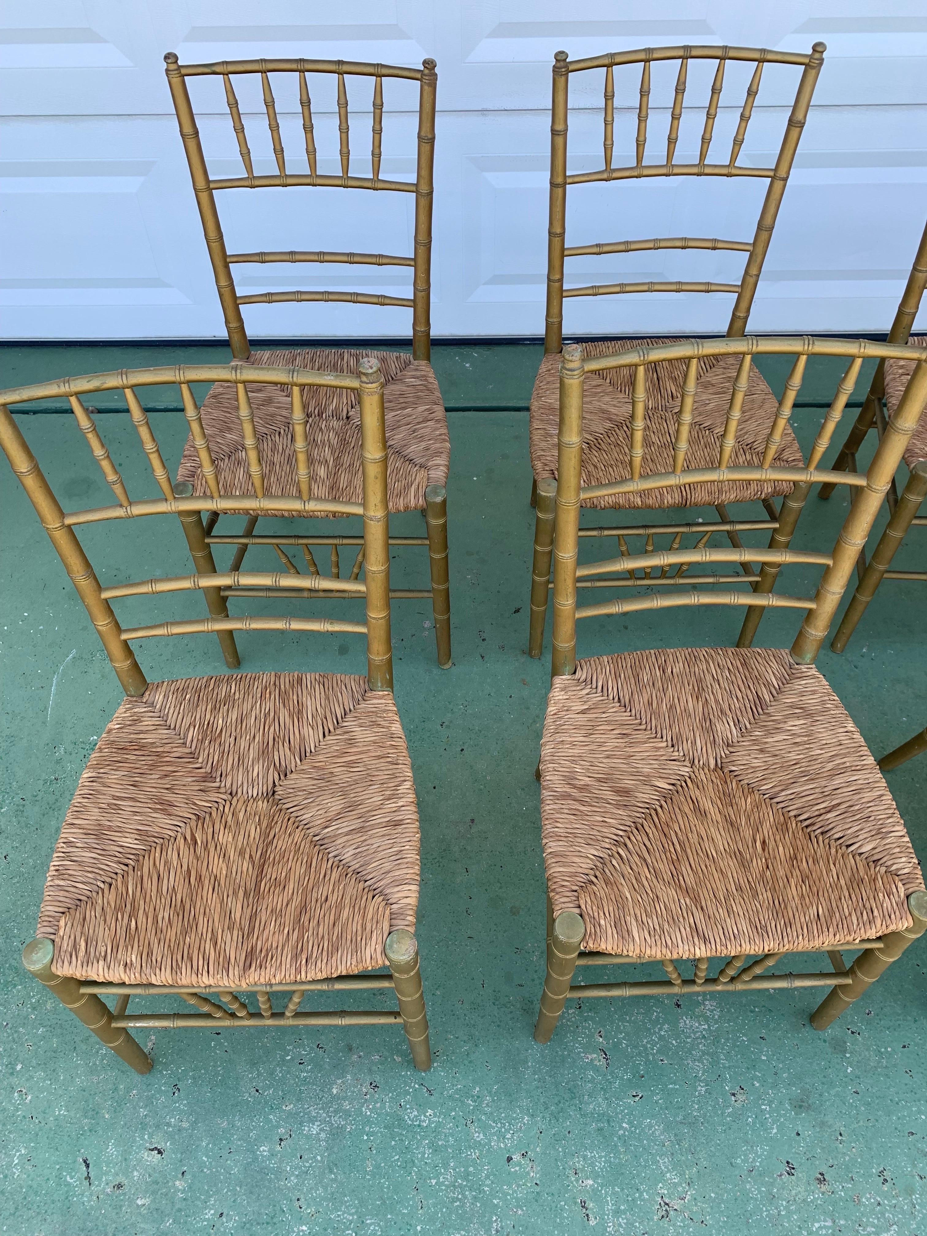 Vintage Italian Chiavari Style giltwood Dining Chairs For Sale 1